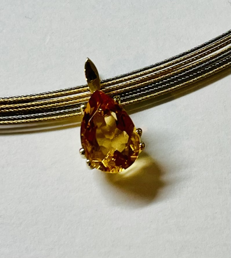 Gold Citrin Anhänger 12x9mm 750GG